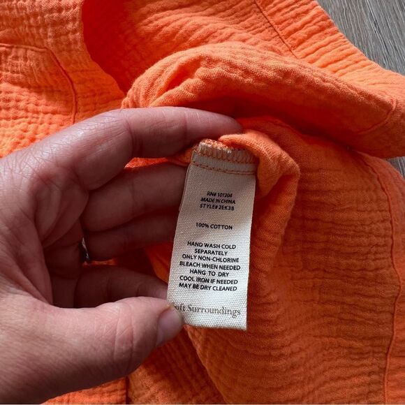 Nwt soft surroundings araza gauze shirt orange women’s size L - Picture 5 of 8